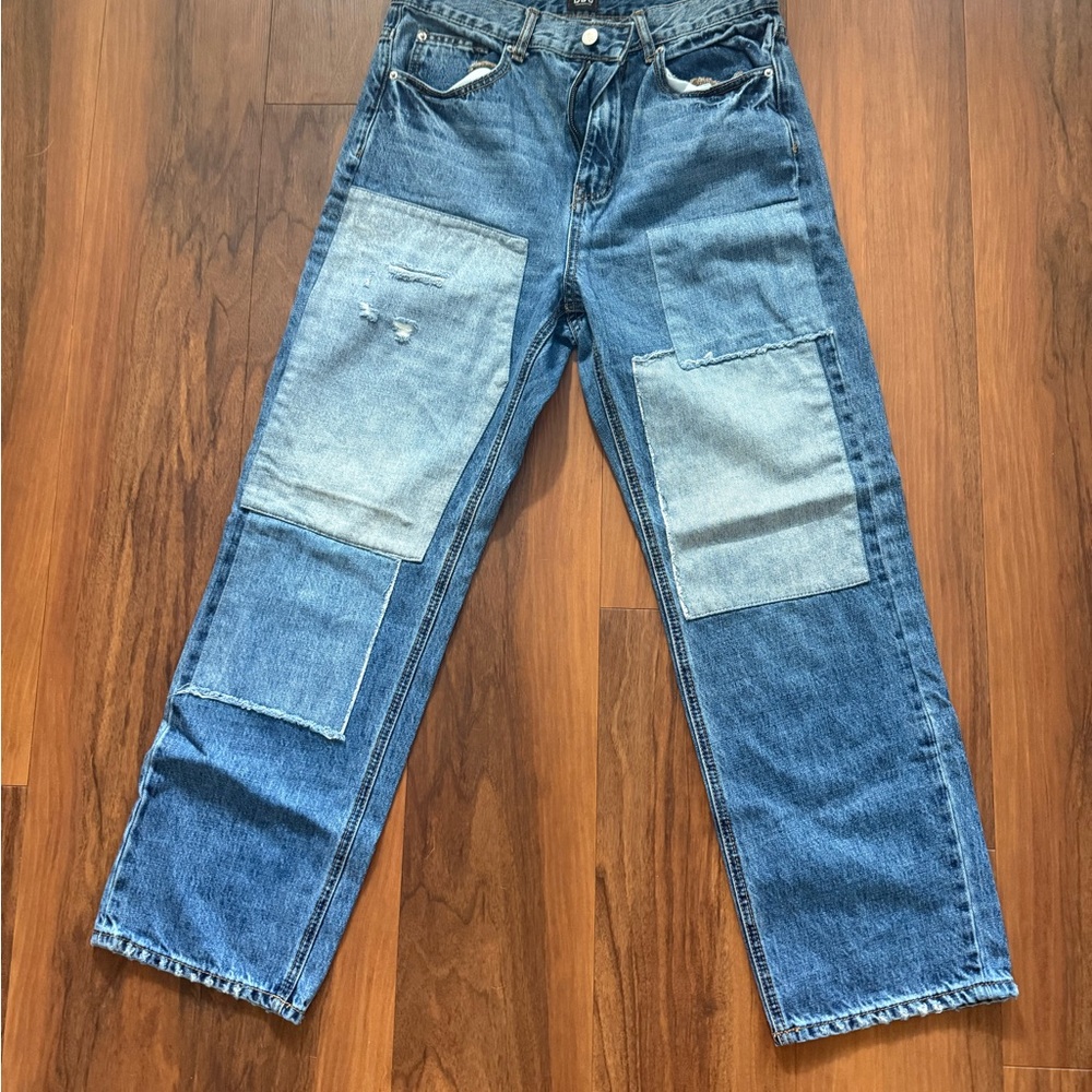 BDG Blue High Rise Patchwork Jeans